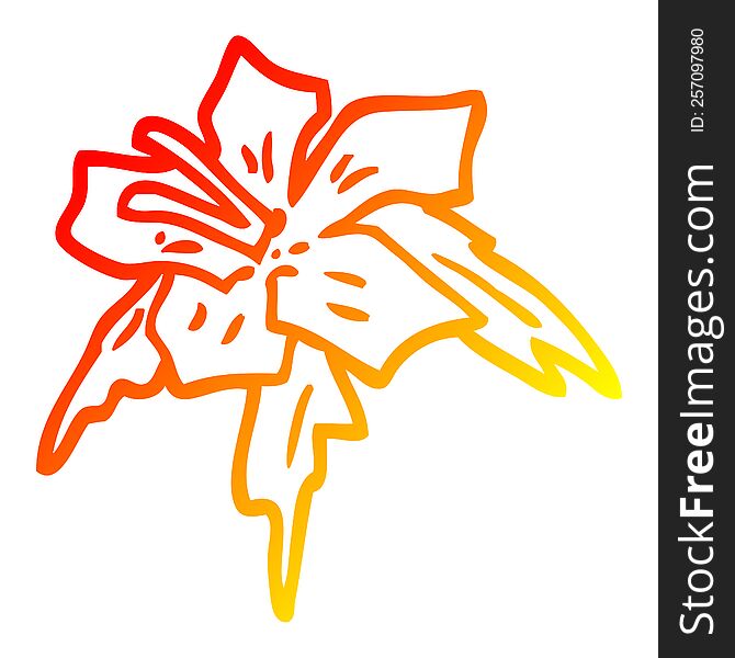 warm gradient line drawing of a cartoon exotic flower