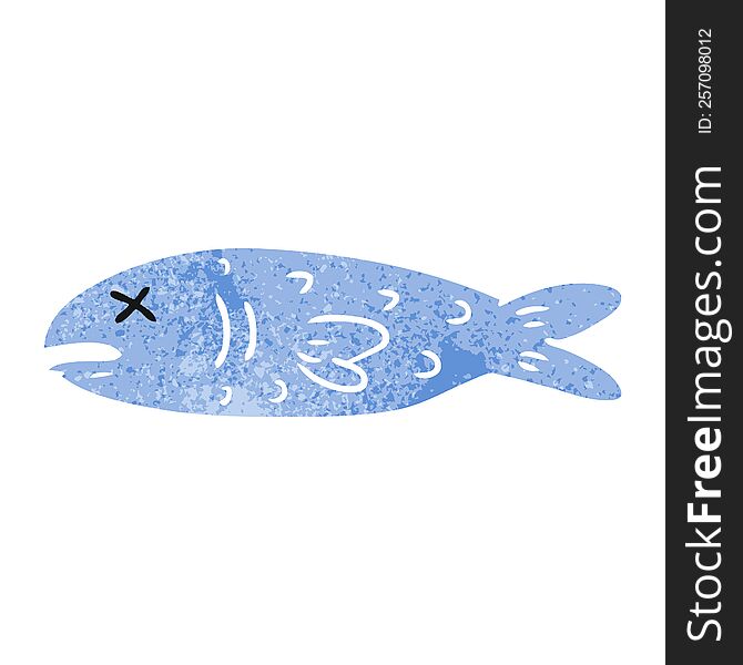 Retro Cartoon Doodle Of A Dead Fish