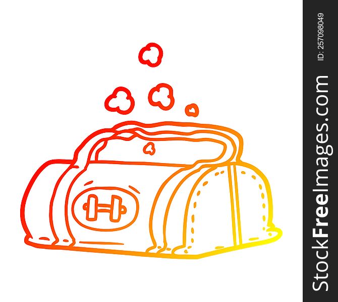 warm gradient line drawing of a cartoon gym bag