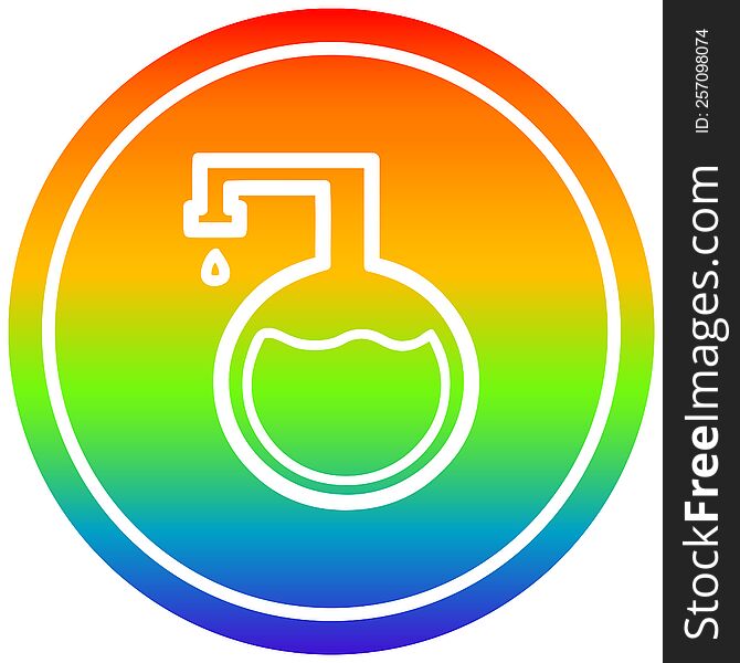 chemical vial circular icon with rainbow gradient finish. chemical vial circular icon with rainbow gradient finish