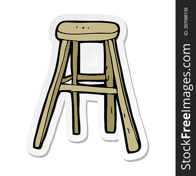 sticker of a cartoon wooden stool