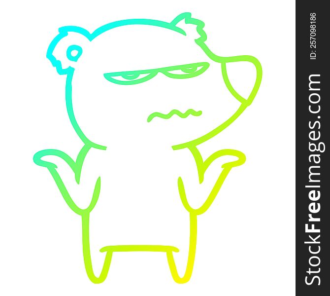 Cold Gradient Line Drawing Annoyed Bear Cartoon