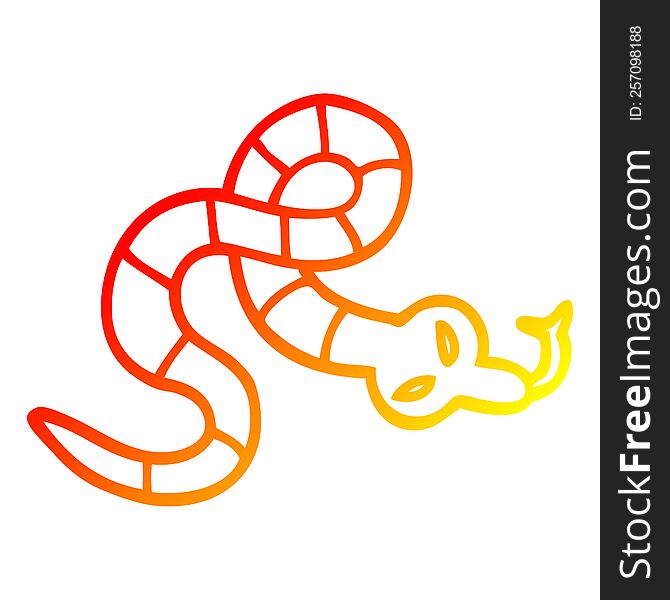warm gradient line drawing of a cartoon poisonous snake