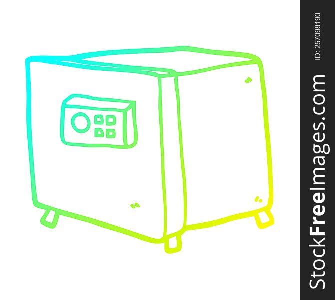 cold gradient line drawing of a cartoon safe