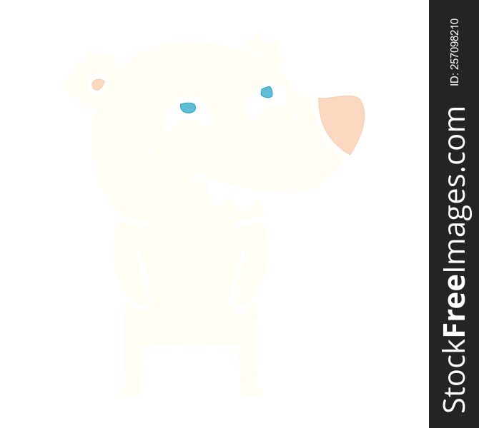 Flat Color Style Cartoon Polar Bear Showing Teeth