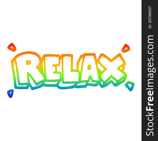 rainbow gradient line drawing of a cartoon relax symbol