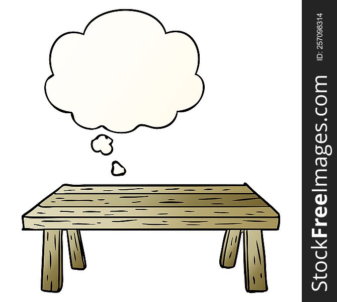 Cartoon Table And Thought Bubble In Smooth Gradient Style