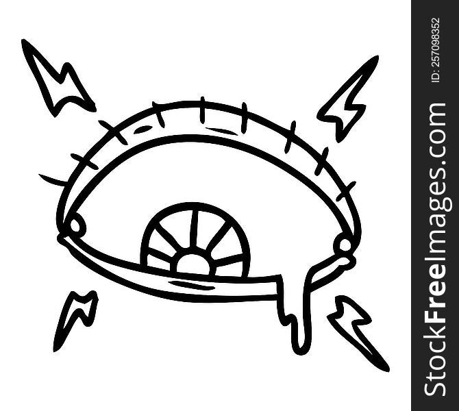 hand drawn line drawing doodle of an enraged eye
