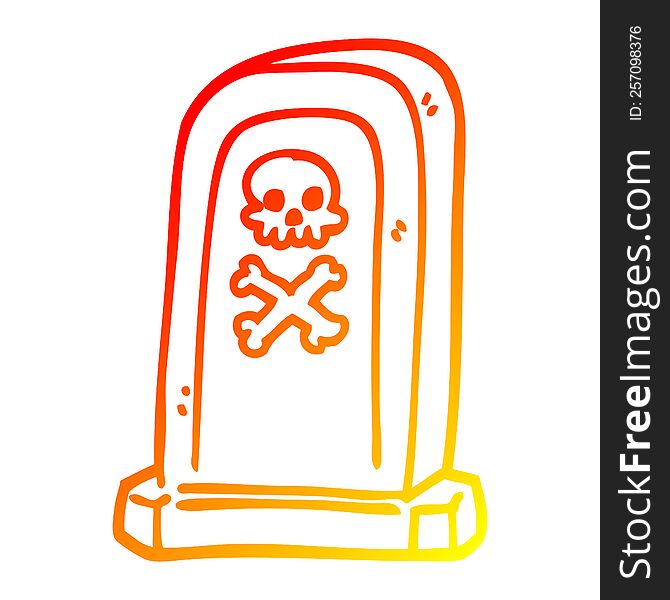 warm gradient line drawing of a cartoon spooky victorian grave