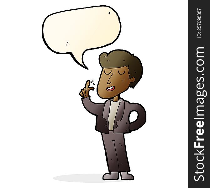 cartoon cool guy snapping fingers with speech bubble