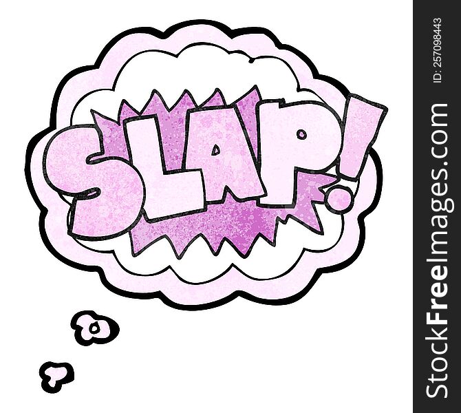 freehand drawn thought bubble textured cartoon slap symbol
