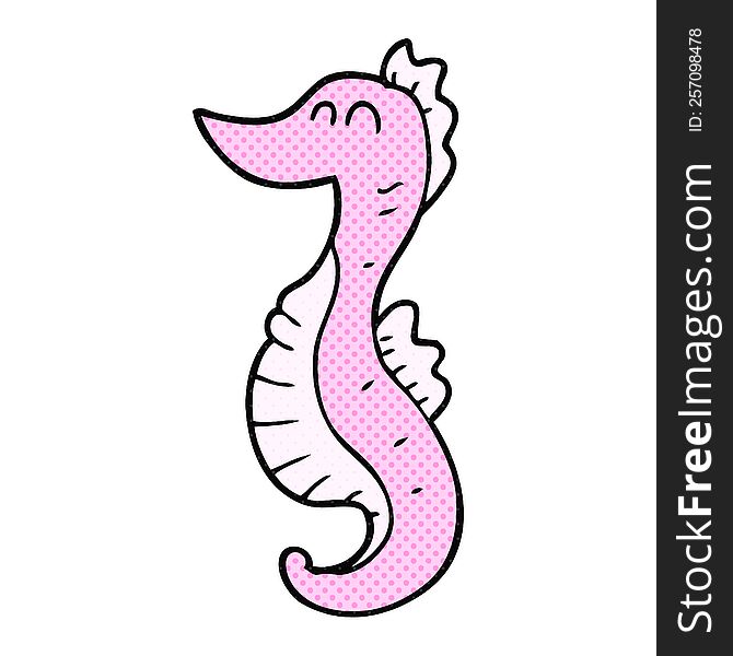 freehand drawn cartoon seahorse