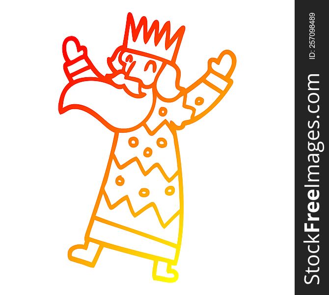 warm gradient line drawing of a cartoon jolly king