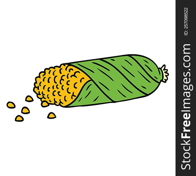 cartoon doodle of fresh corn on the cob