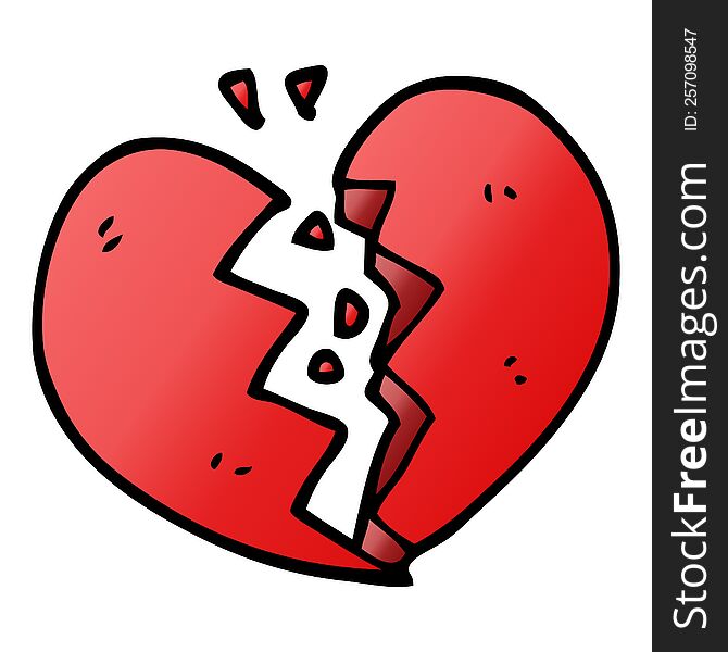 cartoon doodle broken heart