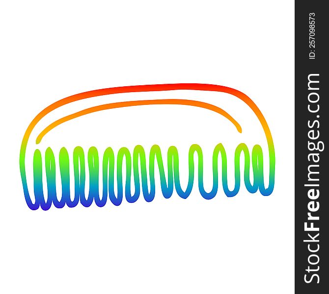 rainbow gradient line drawing of a cartoon plastic comb