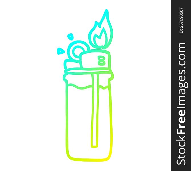 cold gradient line drawing of a cartoon disposable lighter