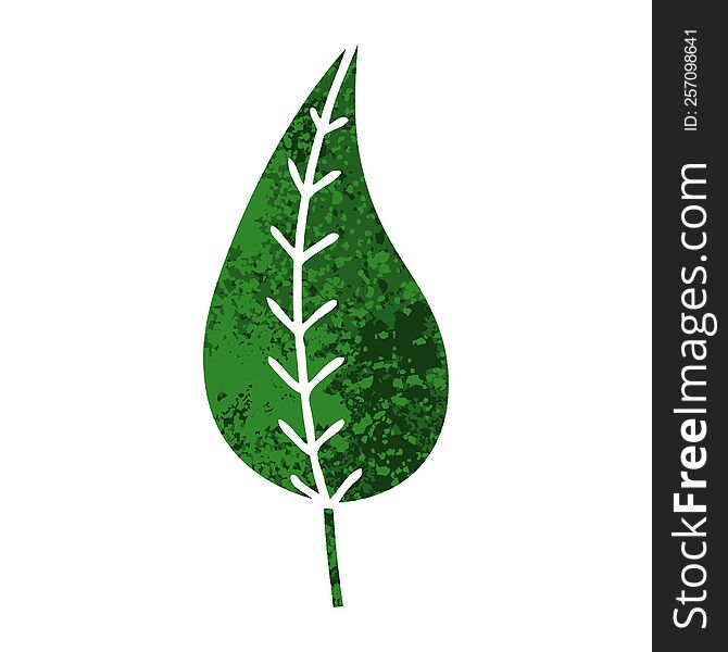 retro illustration style cartoon of a green leaf