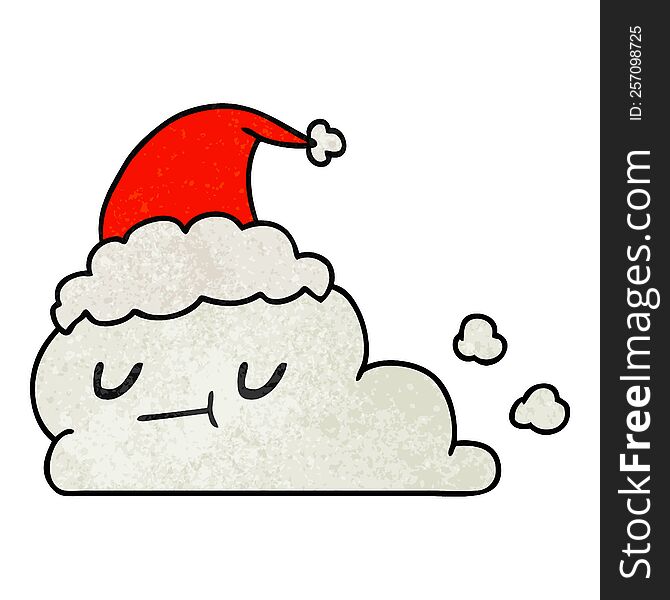 Christmas Textured Cartoon Of Kawaii Cloud