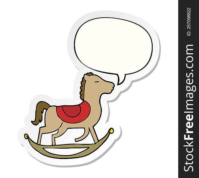 cartoon rocking horse with speech bubble sticker