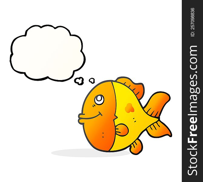 freehand drawn thought bubble cartoon fish