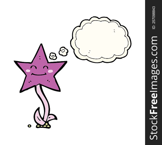 cartoon star flower with thought bubble
