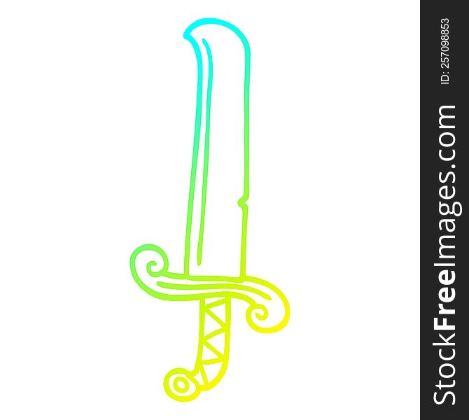 cold gradient line drawing of a cartoon long sword