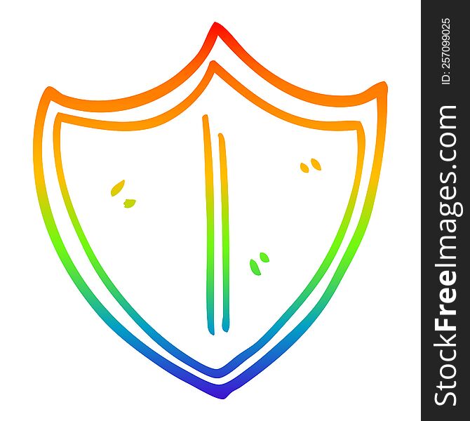 Rainbow Gradient Line Drawing Cartoon Shield