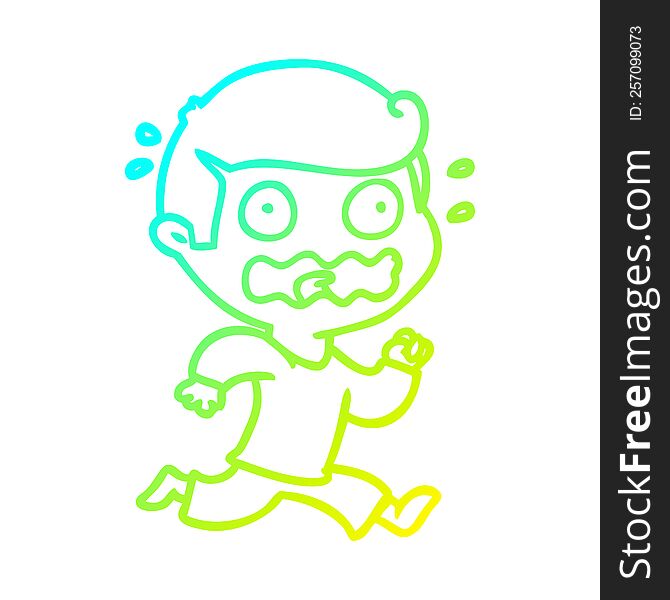 cold gradient line drawing cartoon man totally stressed out