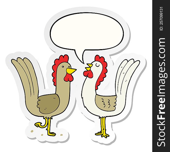 cartoon chickens and speech bubble sticker