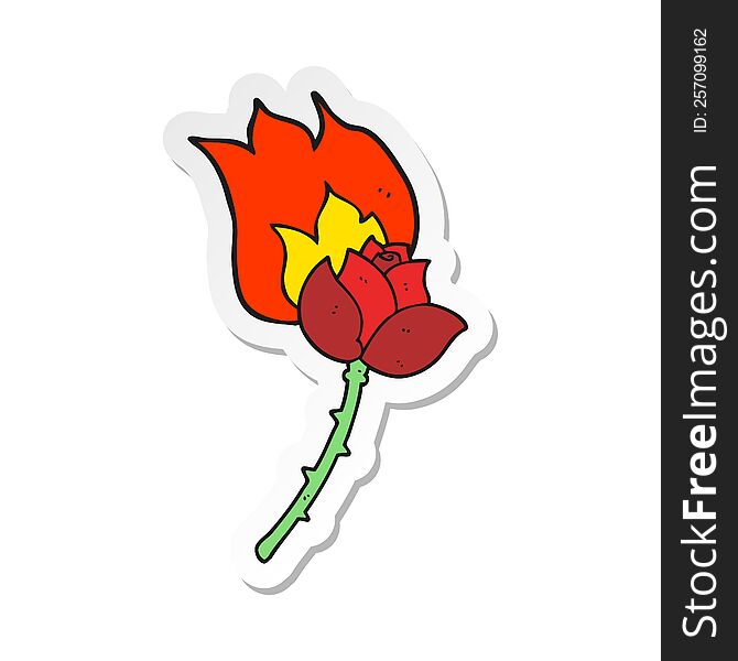 Sticker Of A Cartoon Rose