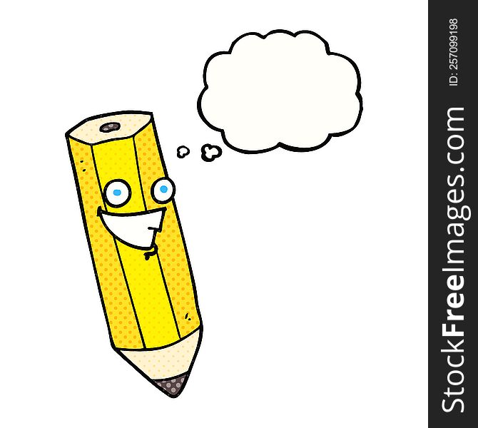 Happy Thought Bubble Cartoon Pencil