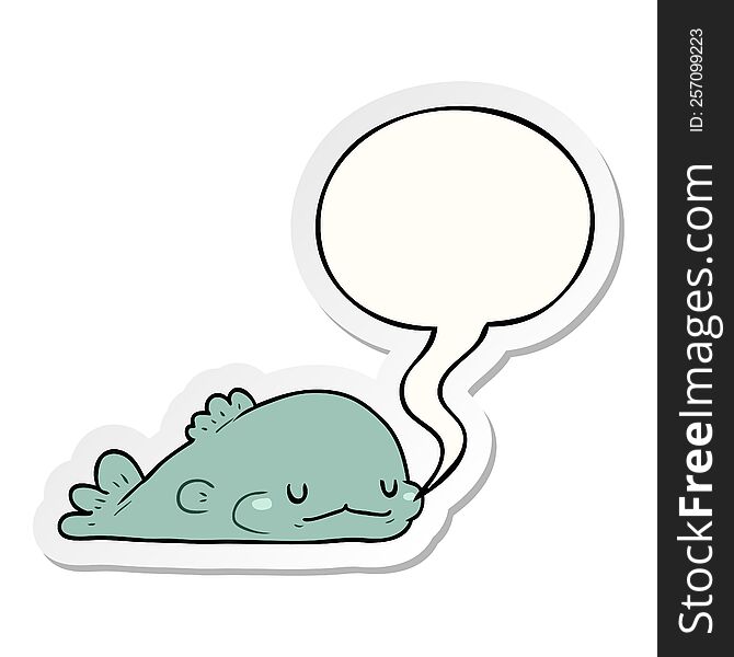 Cute Cartoon Fish And Speech Bubble Sticker
