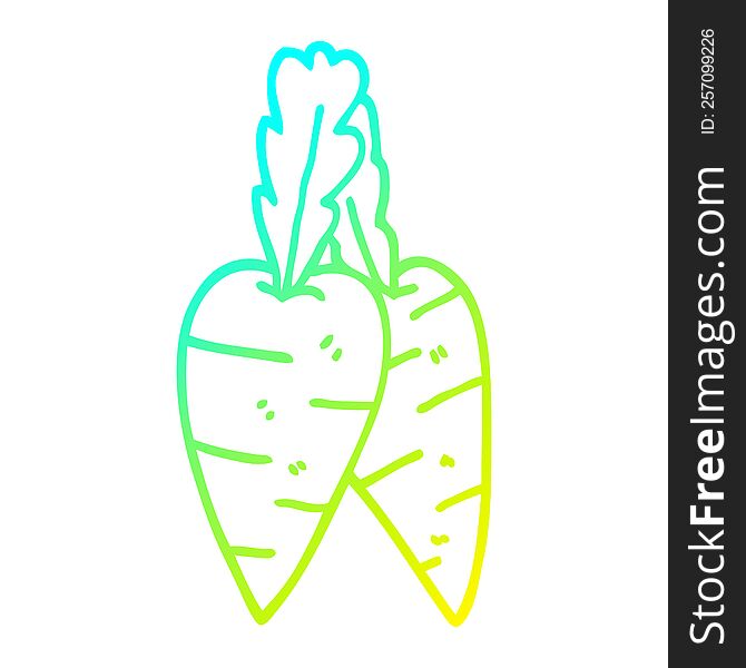 Cold Gradient Line Drawing Cartoon Carrots