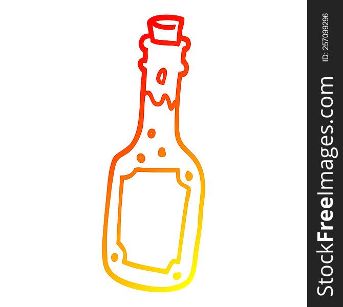 warm gradient line drawing of a cartoon beer bottle
