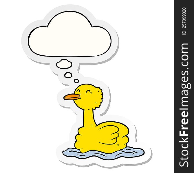 cartoon duck with thought bubble as a printed sticker