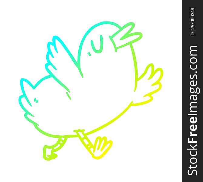 Cold Gradient Line Drawing Happy Bird
