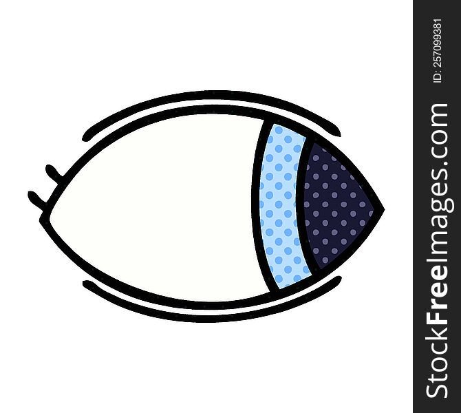 comic book style cartoon of a eye looking to one side