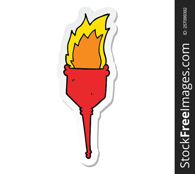 Sticker Of A Cartoon Flaming Torch
