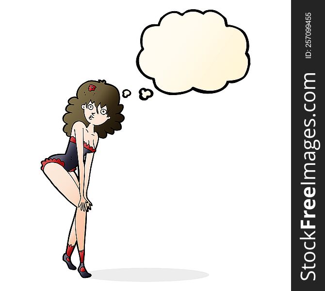 Cartoon Woman In Lingerie With Thought Bubble
