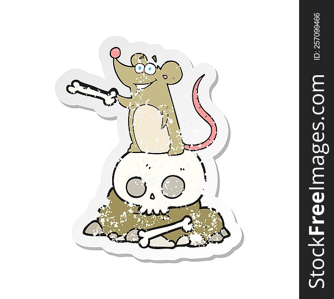 retro distressed sticker of a cartoon graveyard rat