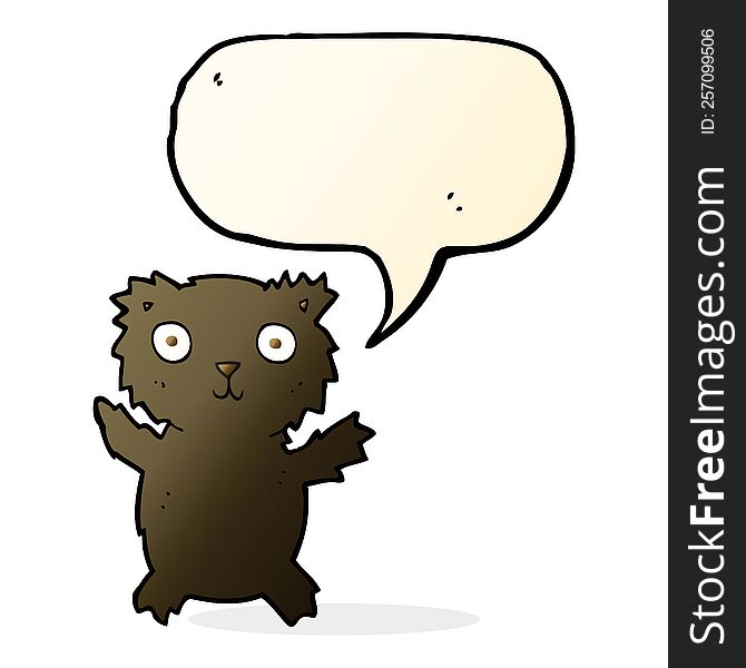 Cartoon Black Bear With Speech Bubble