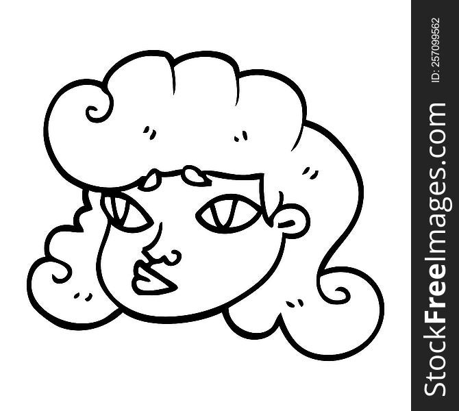 Line Drawing Cartoon Female Face