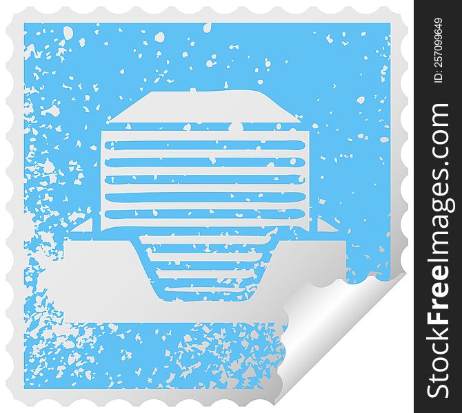 distressed square peeling sticker symbol stack of office papers