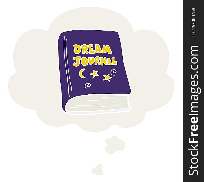 cartoon dream journal with thought bubble in retro style