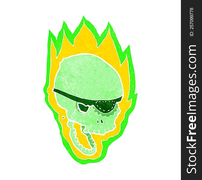 Cartoon Flaming Pirate Skull