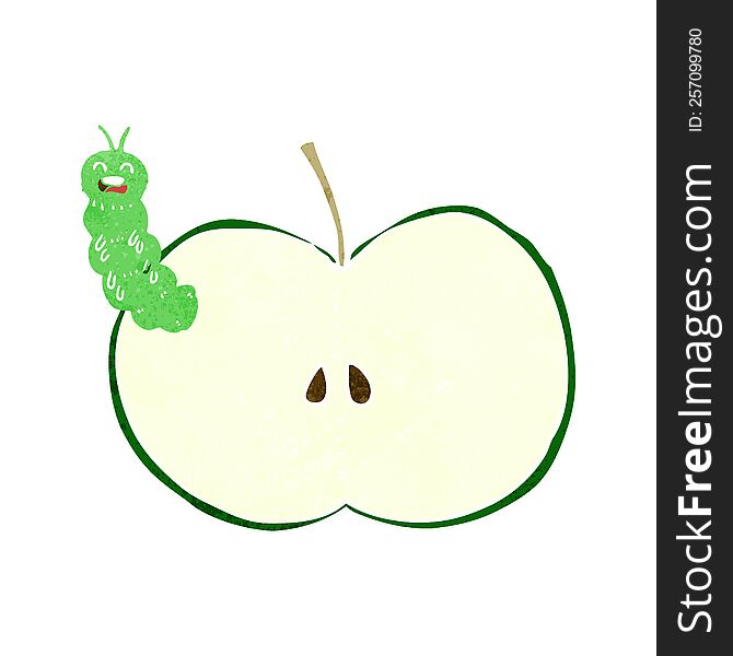 cartoon bug eating apple