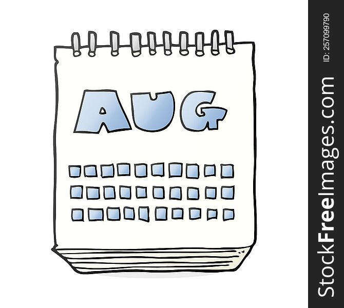 Cartoon Calendar Showing Month Of August