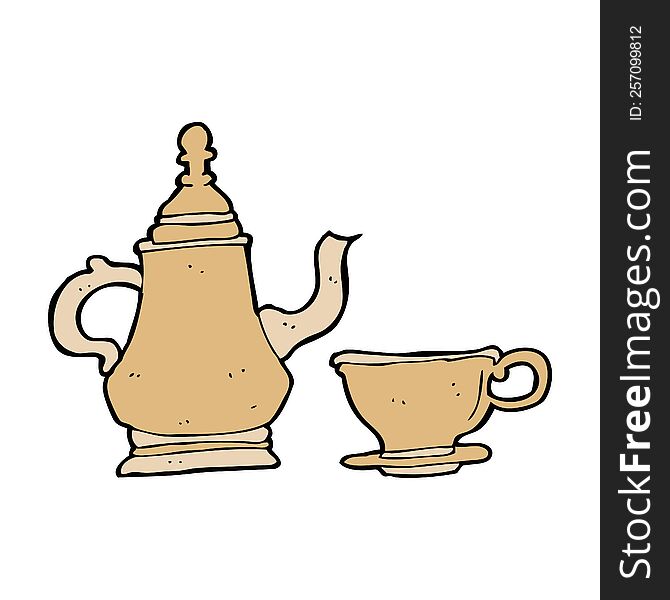 Cartoon Coffee Pot And Cup