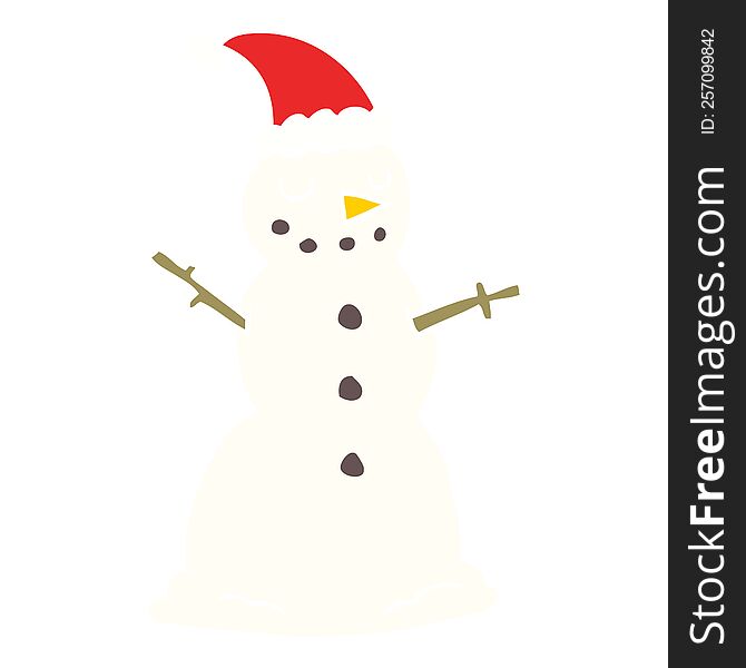 Flat Color Style Cartoon Christmas Snowman